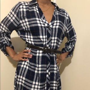 blue plaid dress
